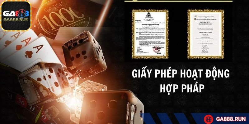 Chứng nhận hoạt động hợp pháp của GA888 từ tổ chức cờ bạc quốc tế