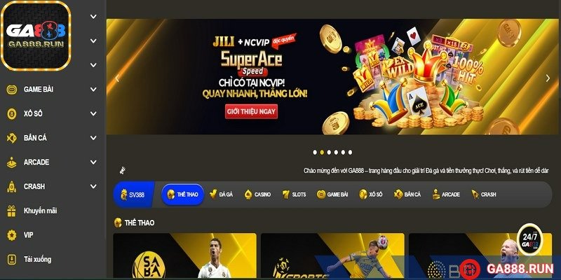 Giao diện trang chủ chính thức của nhà cái GA888
